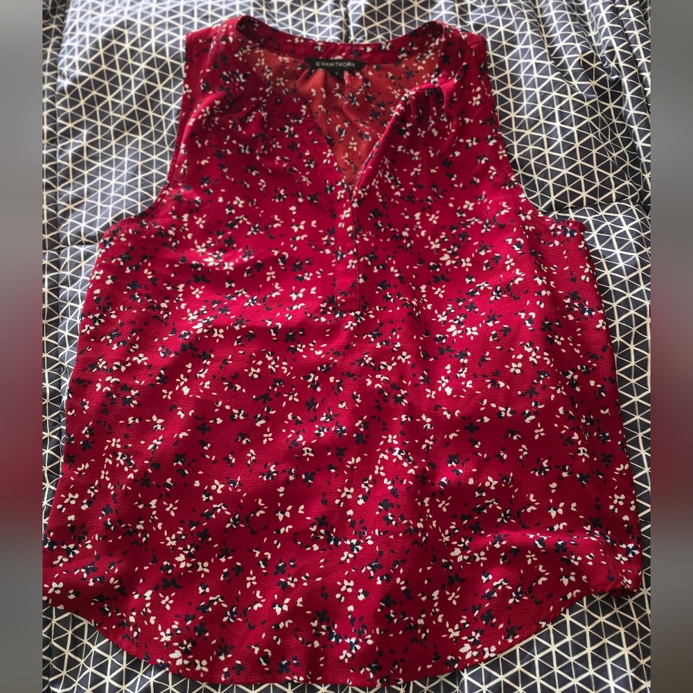 41 Hawthorn Red Floral Sleeveless Blouse